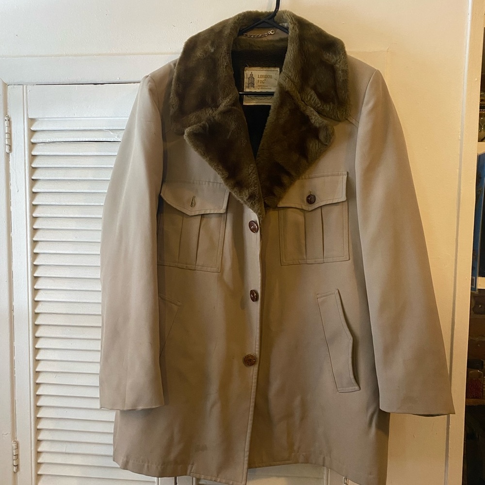London Fog synthetic fur trench coat